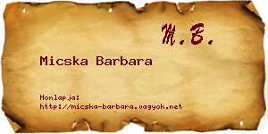 Micska Barbara névjegykártya
